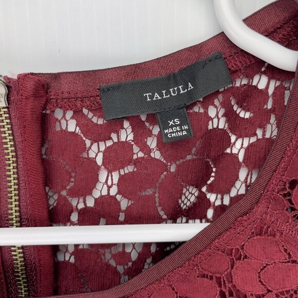 ARITZIA TALULA Belgravia Lace Bordeaux Burgundy Summer Spring Mini Dress sz XS - Picture 3 of 7